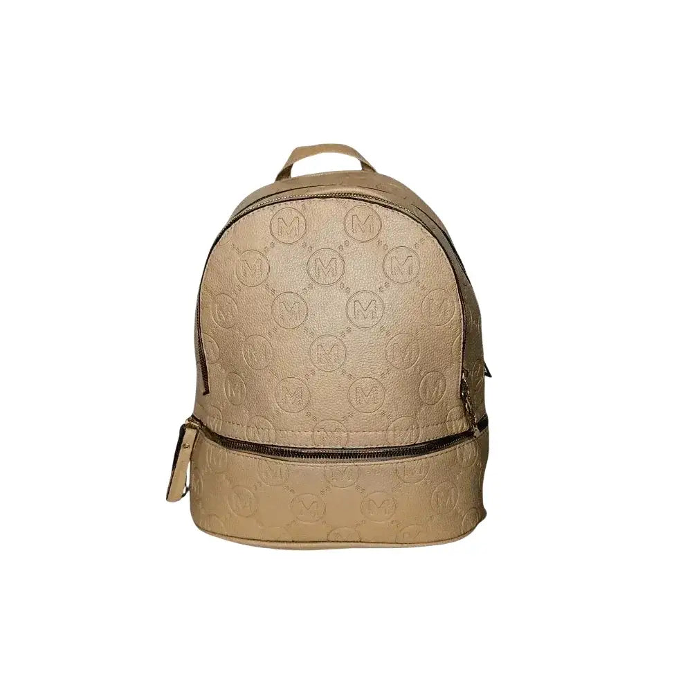 Mochila de Cuero Beige y Negra - MS-4911 - Stile Donna Bags