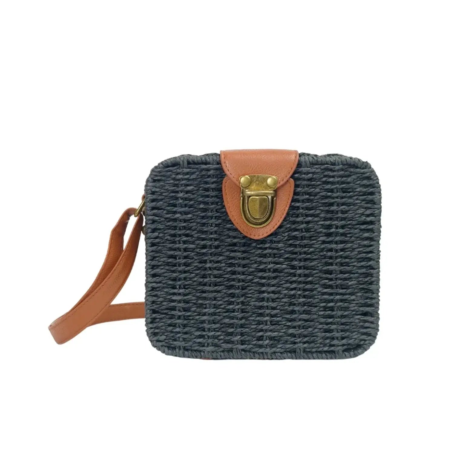 Bolso tejido negro MS-5121 - Marrón / negro - Bolso de mano tejido gris oscuro