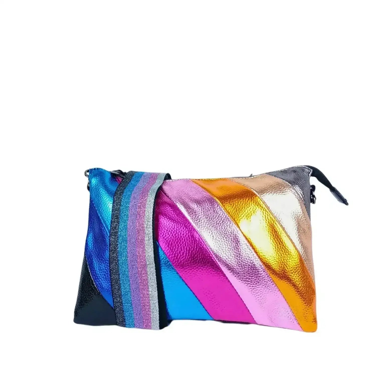 Borsa a Tracolla in Pelle Arcobaleno Metallizzata - bolso bandolera vibrante