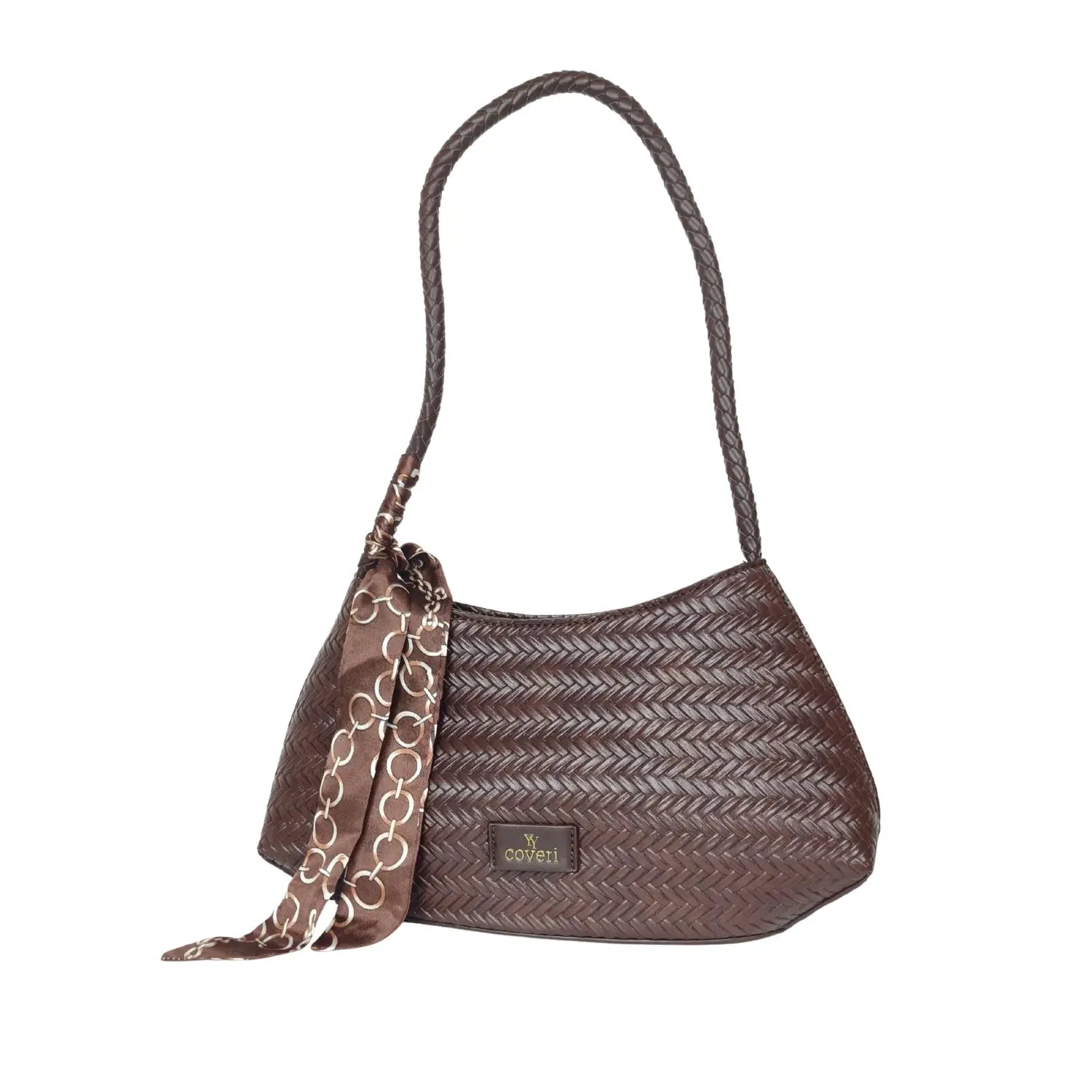 Bolso bandolera tejido plateado con pañuelo decorativo - bolso bandolera tejido
