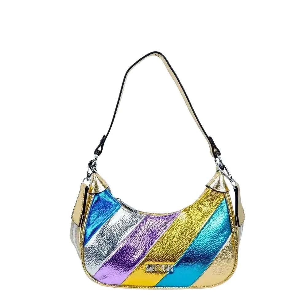 Bolso bandolera a rayas Rainbow Metallic - bolso hobo vibrante