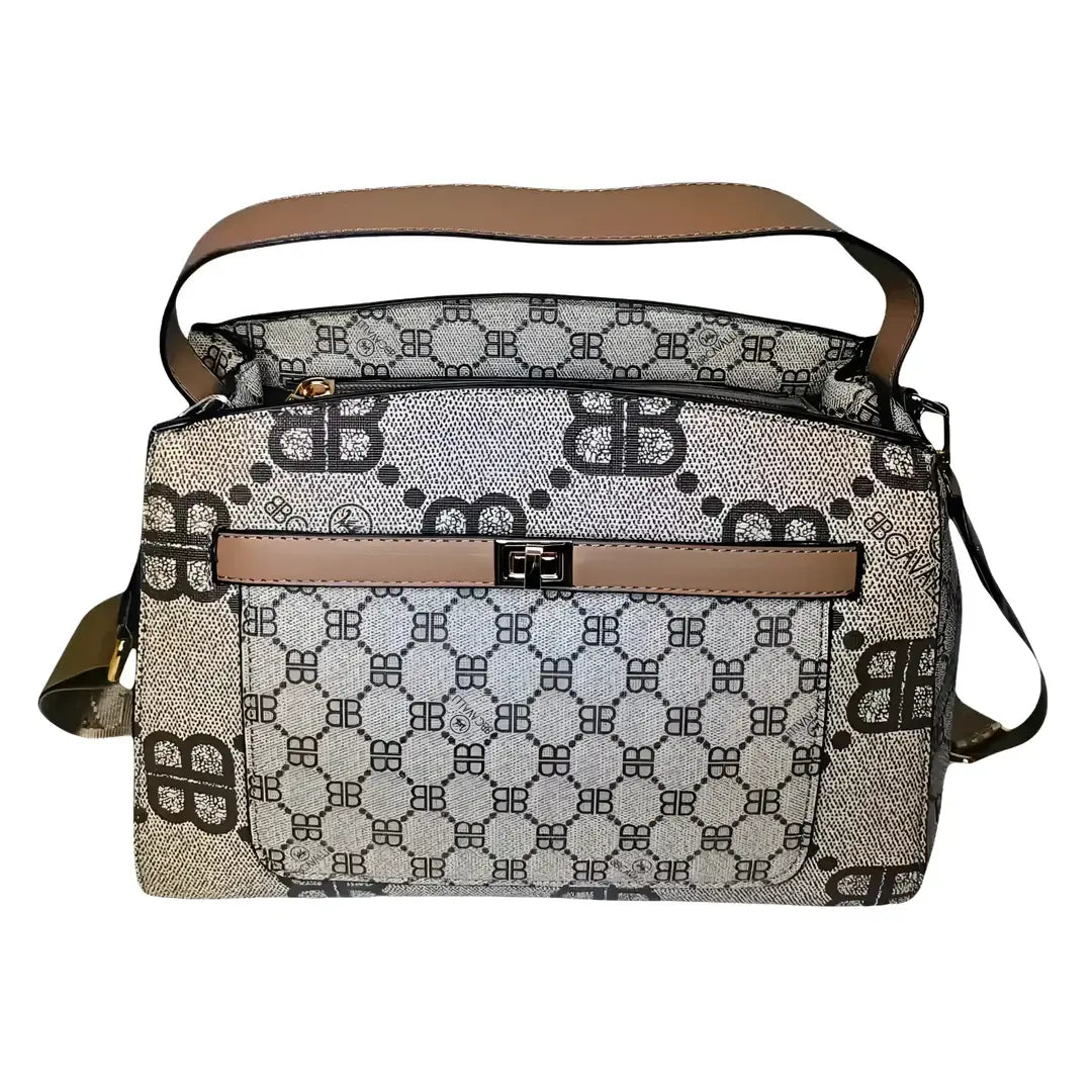 Satchel tas van leer met monogrammotief - tas met monogrammotief