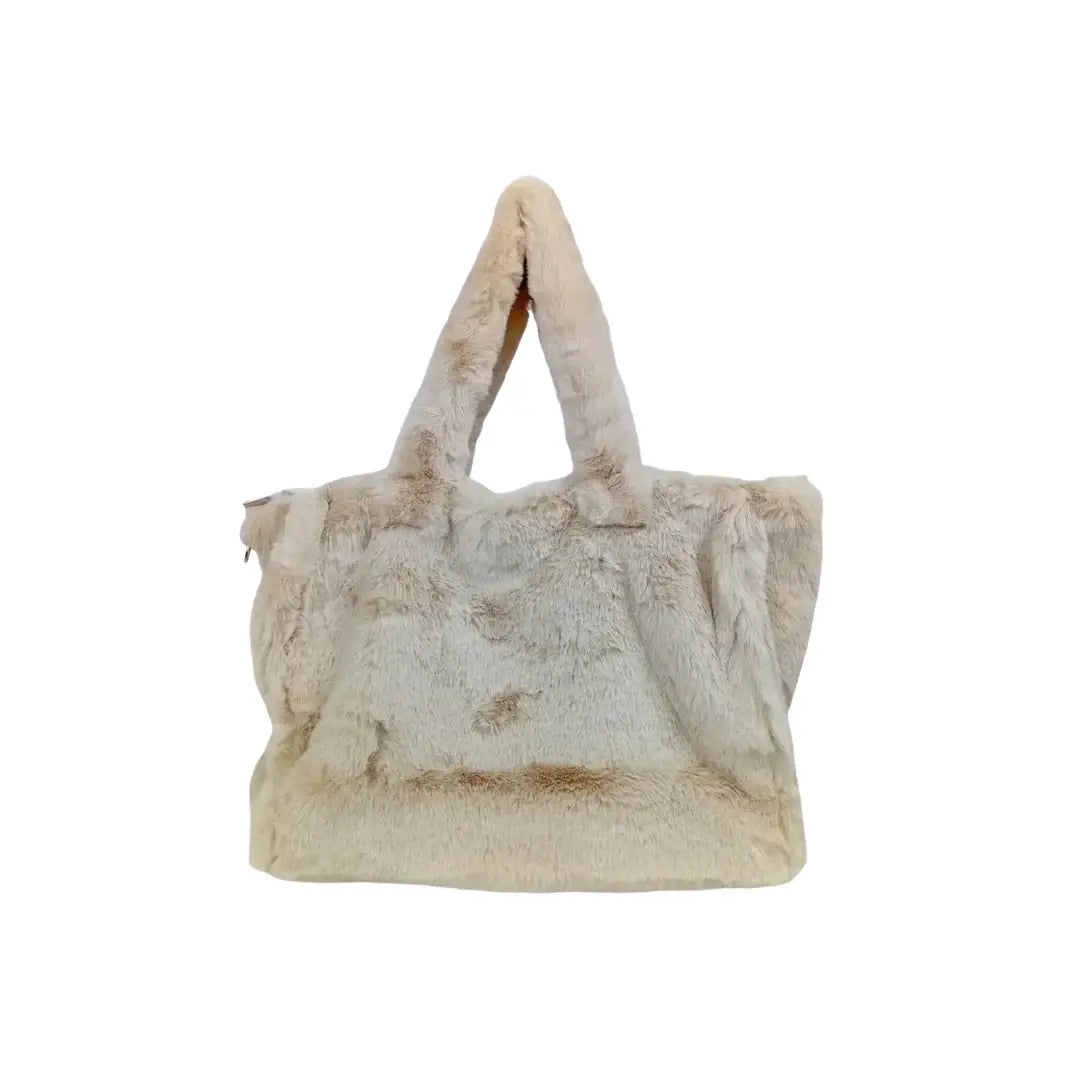 Bolsa tote de piel sintética color crema - bolsa falsa