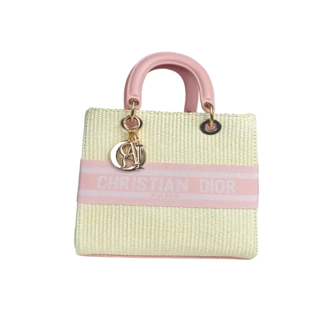 Bolsa Tote Trenzada Dior Rosa y Crema - bolsa de mano trenzada