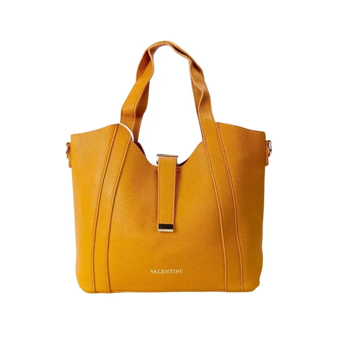 Bolsa Tote Valentini SIBI en Piel Amarillo Mostaza - bolsa tote piel