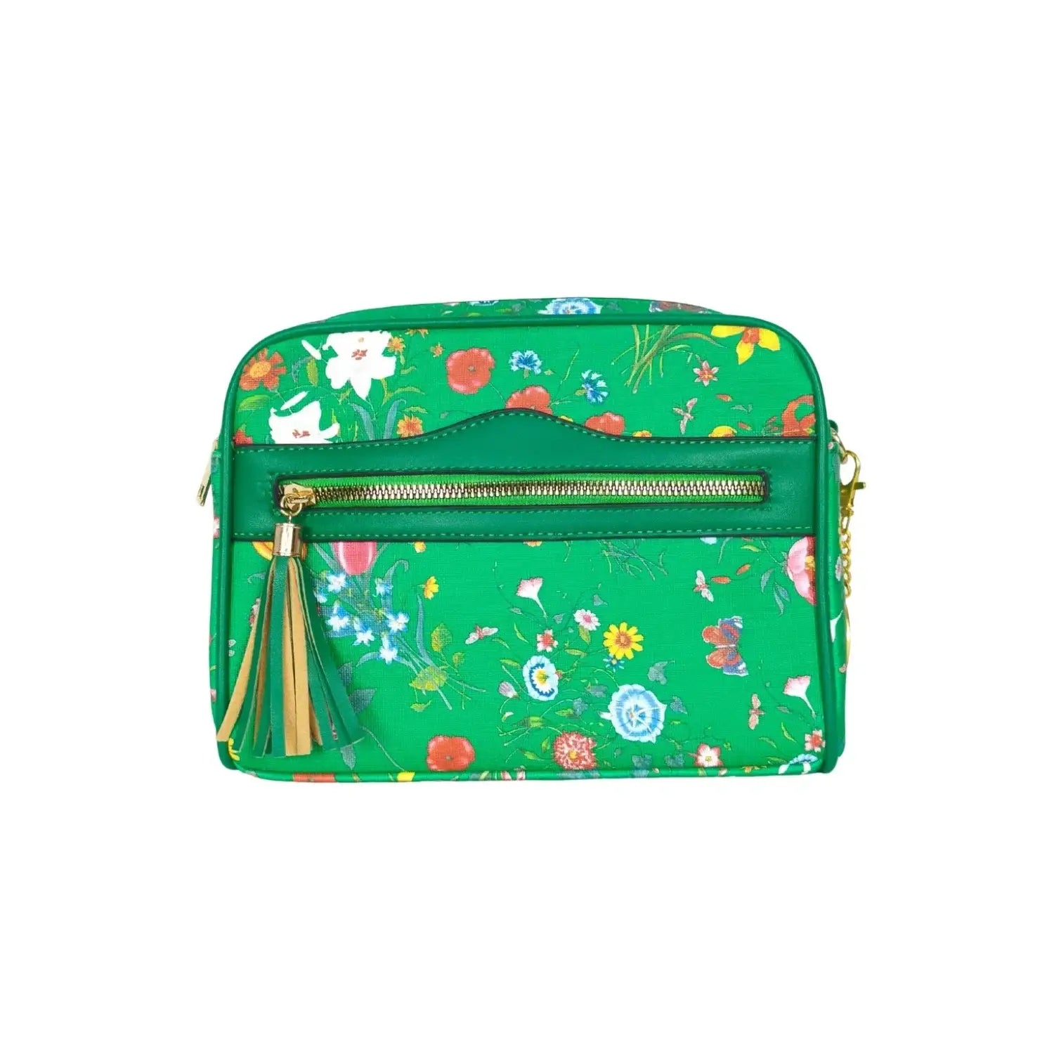 Bolso bandolera con estampado de flores verdes - MS-1756